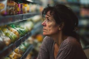 old Woman worried with SNAP benefit reductions May 2025