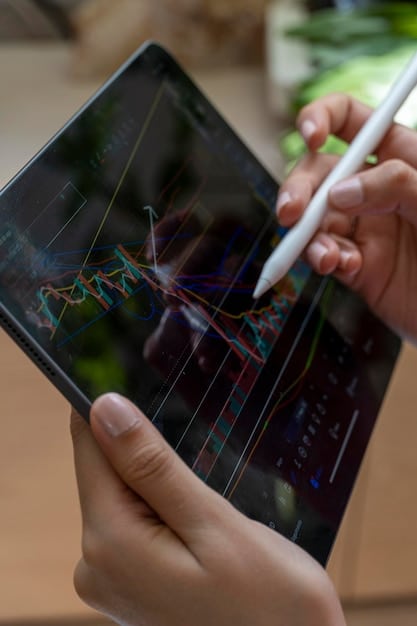 A person analyzing stock charts on a tablet, with dividend payouts highlighted, illustrating the potential of dividend stock investments for gig workers.