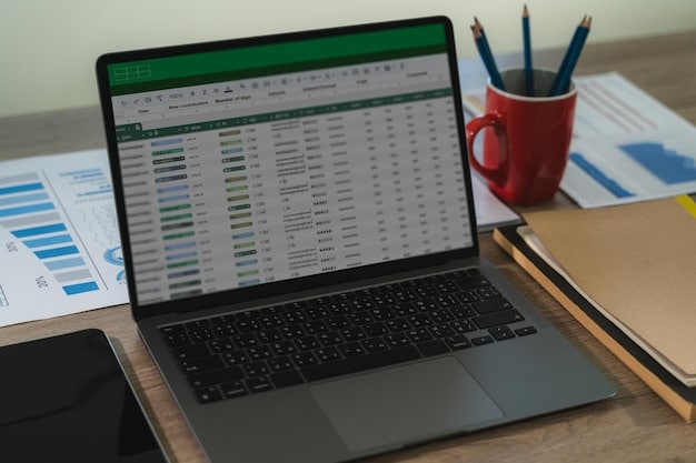 A close-up of a spreadsheet on a laptop screen, showing income and expense categories. The spreadsheet is well-organized with clear labels and figures.