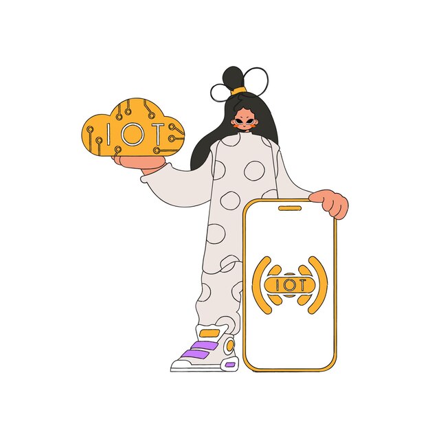 A digital illustration depicting a brain with tangled wires, representing stress and mental overload, gradually untangling as a hand interacts with a smartphone showing a meditation app.