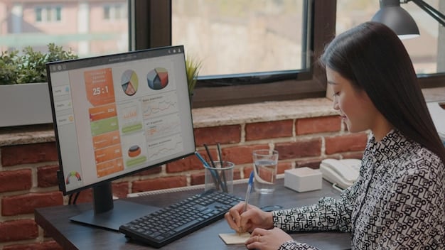 A person optimizing a website for SEO on a large monitor, with keyword research tools and analytics dashboards displayed around the main window.