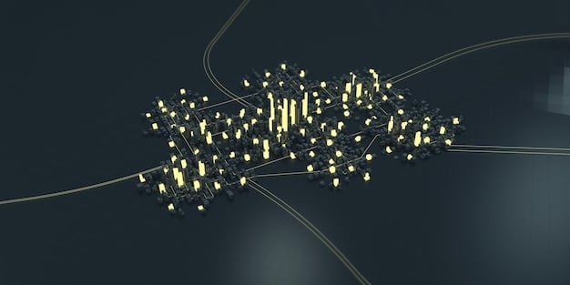 A graphic illustrating a network of interconnected nodes representing lenders and borrowers, highlighting the direct connection and flow of funds in a peer-to-peer lending system.