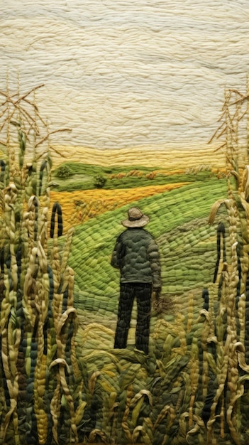 A split-screen image showing a traditional farmer inspecting crops on one side and a modern agricultural technology display (e.g., drone imagery or data analysis dashboard) on the other side. The image illustrates the blend of traditional farming practices with innovative technology in modern agriculture.