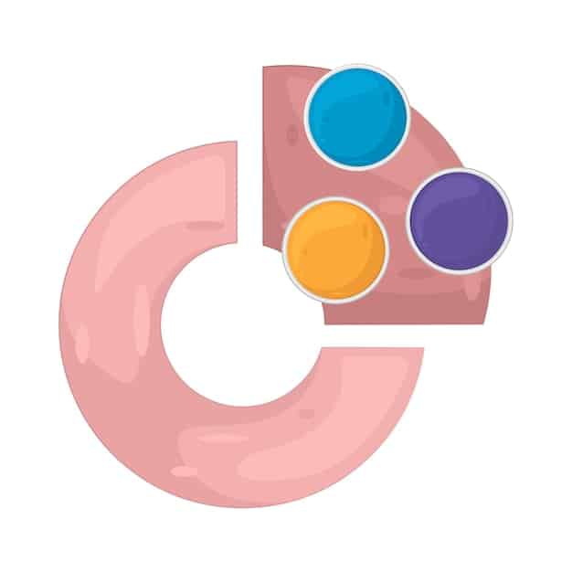 A graphic showing a pie chart divided into different segments representing various popular online course categories such as business, technology, arts, and personal development. Each segment highlights the market size and potential income within that category.