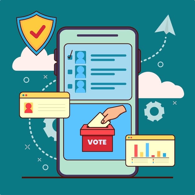 A diagram illustrating the step-by-step process of a blockchain-based voting system. Start with voter registration, followed by vote casting, verification on the blockchain, and finally, transparent tabulation of results. Include icons representing each stage, such as a person icon for voter registration, a ballot box icon for vote casting, a lock icon for secure verification, and a graph icon for transparent tabulation.