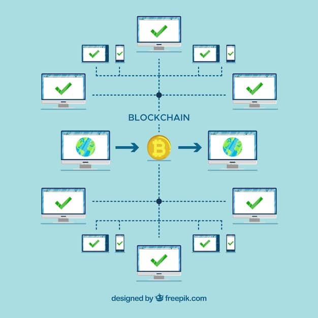 A diagram illustrating the process of verifying a transaction on a blockchain network, emphasizing the security aspects with encryption keys and distributed nodes, in the context of cryptocurrency rewards.