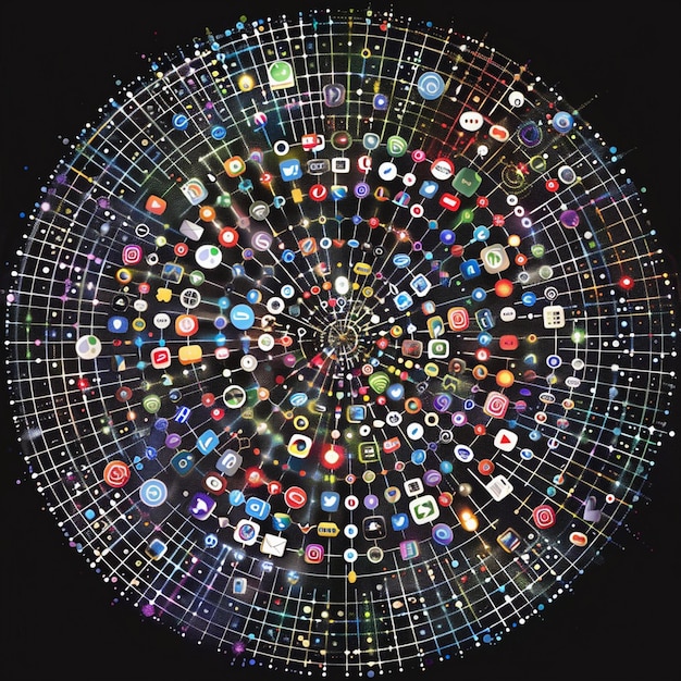 A visual representation of different blockchain social media icons (Steemit, Minds, Mastodon) arranged around a central user profile, symbolizing the diversification of options in the decentralized social media ecosystem.