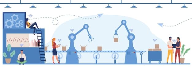 An illustration depicting a secure supply chain using blockchain technology, showing various stages from manufacturing to delivery, each secured by blockchain nodes. The image highlights data integrity and transparency at each step of the process.
