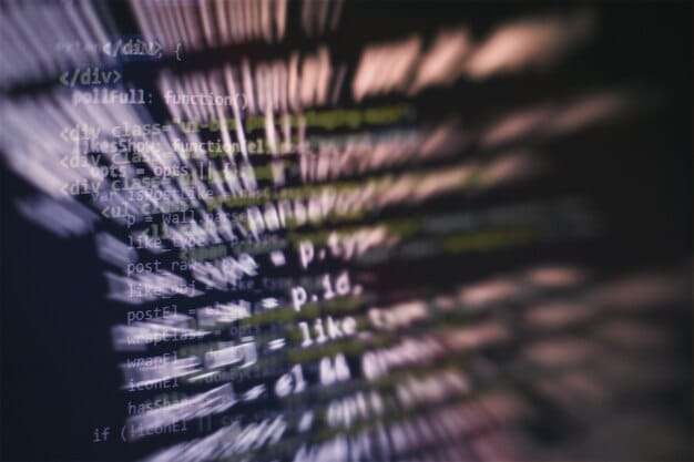 A close-up of a smart contract code snippet on a computer screen, with musical notes and symbols overlaid to represent the automated distribution of royalties to artists and rights holders.
