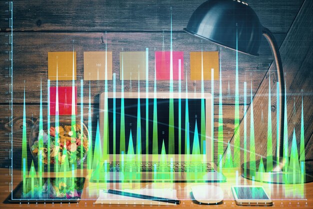 A digital marketing dashboard showing a significant increase in website traffic and conversion rates after implementing a long-tail keyword strategy, visualized with charts and graphs.