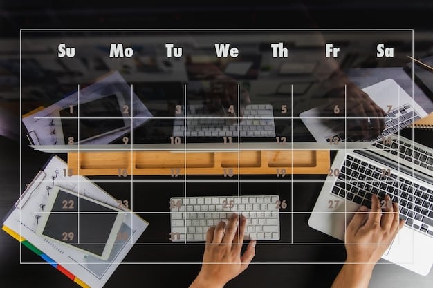 A close-up shot of a digital content calendar on a large monitor. Different types of social media posts are color-coded, with details like the platform, time, content topic, and responsible team member clearly visible. The calendar is well-organized and visually appealing, demonstrating effective content planning.