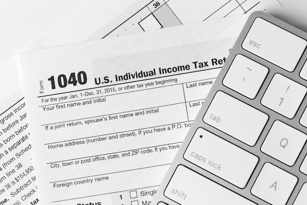 A close-up shot of the US tax form 1040, with emphasis on lines related to self-employment income, business expenses, and deductions. The form features annotations and highlighting, indicating areas affected by the new rules for online income. The image underscores the practical implications of the New Rules for Online Income: Understanding the Impact of the 2025 Tax Law Changes.