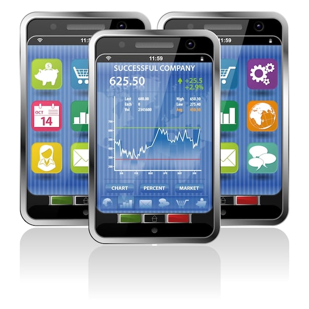 A stylized image showing a mobile phone screen displaying a complex personal finance dashboard with charts, graphs, and aggregated account balances from multiple institutions, indicating data integration and user control.