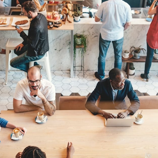 An image of a diverse group of small business owners meeting around a table with laptops, tablets, and financial documents, with a cityscape in the background, symbolizing the role of fintech lending in supporting small businesses and promoting economic growth. Highlights affordable and transparent products for small businesses from What are the Latest US Regulatory Changes Impacting Fintech Lending Platforms in 2025?