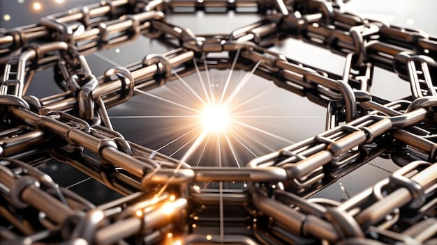 A visual metaphor depicting a blockchain represented by intertwining gears or digital chains, encountering a legal barrier or a wall of regulatory documents. The image should convey difficulty and friction, highlighting the challenges.