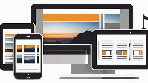 A split-screen image showing a website on both a desktop and a mobile device, highlighting responsive design. User-friendly interface elements such as clear navigation, fast loading times, and easy-to-read text are also visible. The image represents the importance of mobile-friendliness and overall user experience for SEO, directly related to Harness the Power of SEO: Rank Higher on Google and Increase Organic Traffic by 20% in 2025.