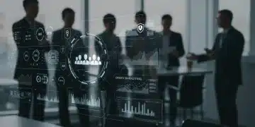 2025 Digital Marketing: 3 Key Shifts for US Businesses Futuristic digital marketing dashboard with AI and privacy elements