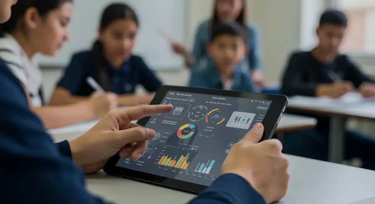 Student engaging with adaptive learning software on a tablet