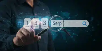 Futuristic search engine results page showing top 3 ranking with advanced SEO techniques