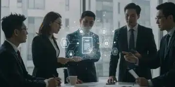 Navigating Data Privacy in AI: Key Considerations for US Businesses Post-2024 Professionals collaborating on AI data privacy strategy for US businesses, post-2024.