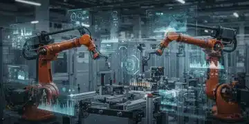 Predictive Maintenance with AI: 40% Downtime Reduction for US Manufacturing AI-powered predictive maintenance dashboard in a modern US manufacturing plant
