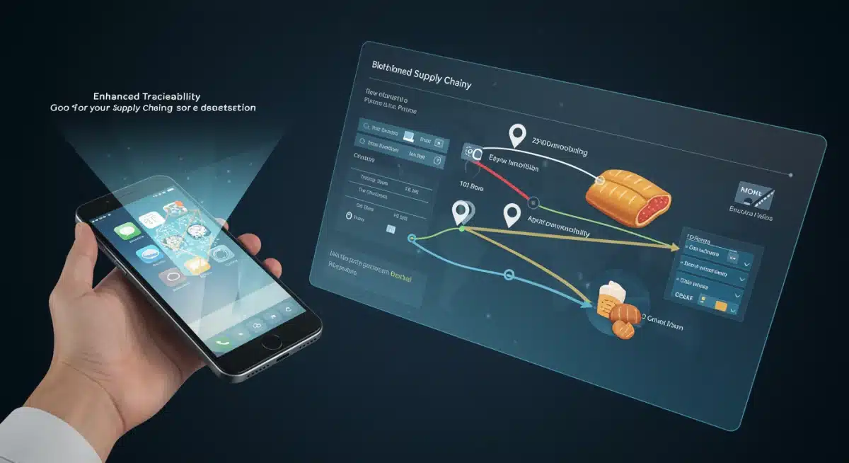 Enhanced product traceability with blockchain, showing a detailed journey from origin to consumer.
