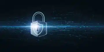 Cybersecurity Threats 2025: U.S. Business Guide to Digital Asset Protection Digital padlock shielding data, symbolizing cybersecurity protection for U.S. businesses against 2025 threats.