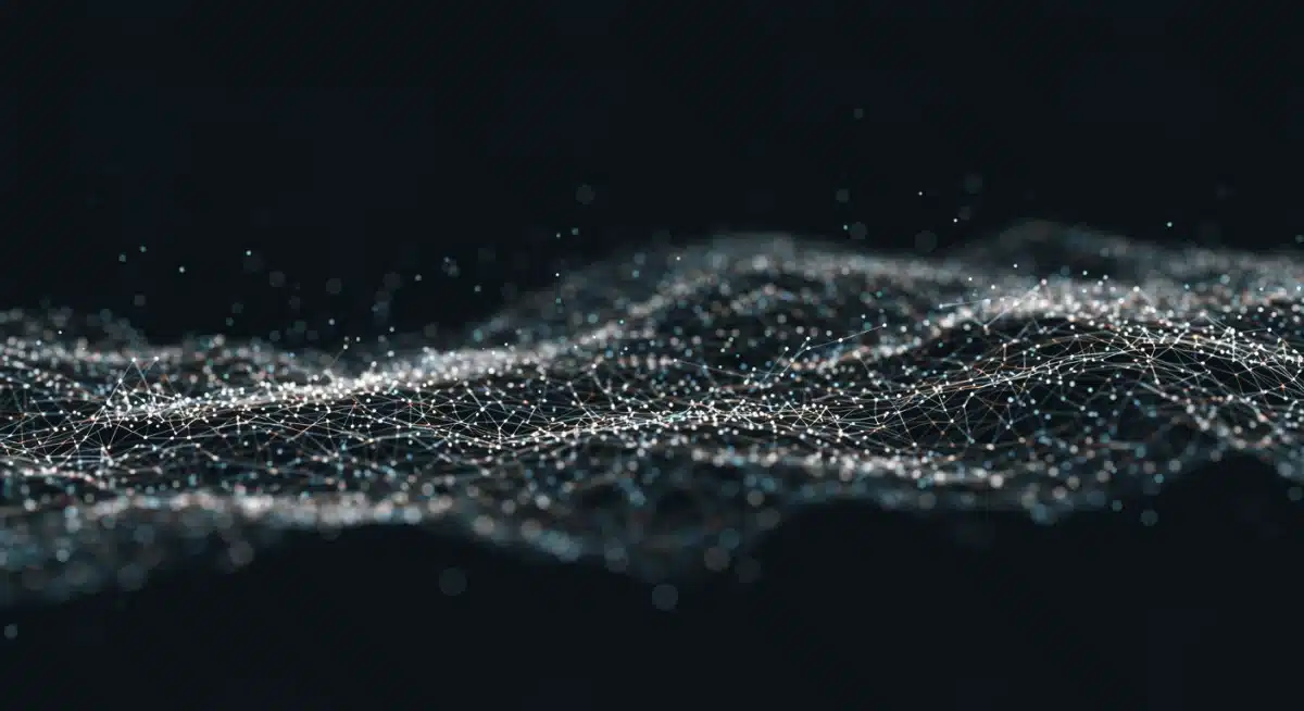 Abstract visualization of secure data flow across a decentralized blockchain network.