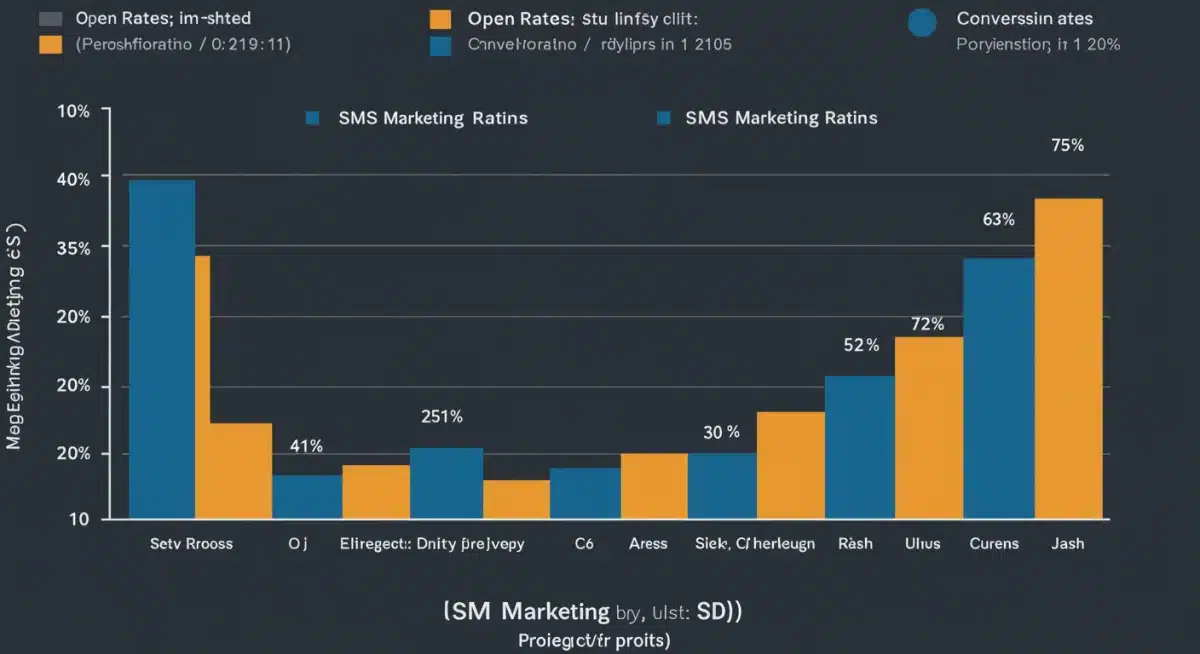 Infographic comparing email and SMS marketing performance metrics for 2025
