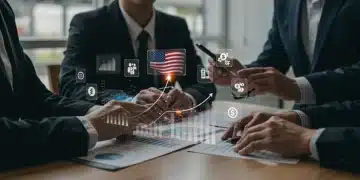 Professionals collaborating on fintech growth strategy, U.S. digital economy