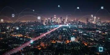 Beyond 5G: 6G Trials in 2025 to Reshape US Digital Infrastructure Futuristic cityscape with glowing data streams representing advanced 6G network