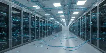 Futuristic data center with advanced servers for next-gen data archiving