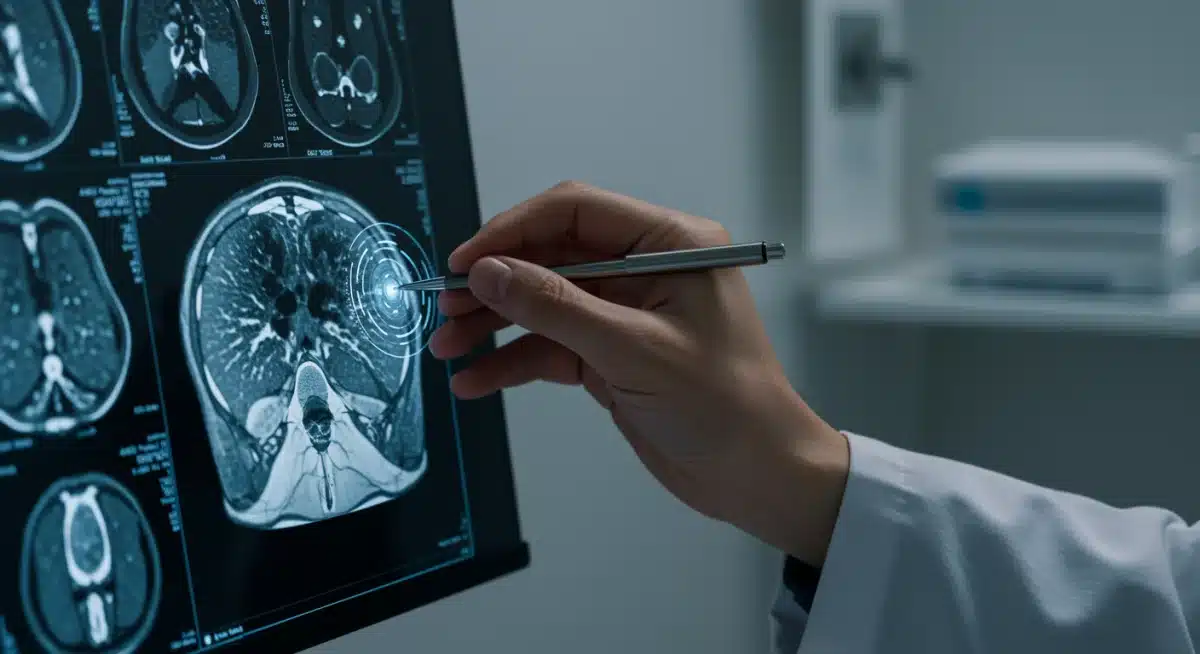 Radiologist using AI to enhance medical image analysis for diagnostics