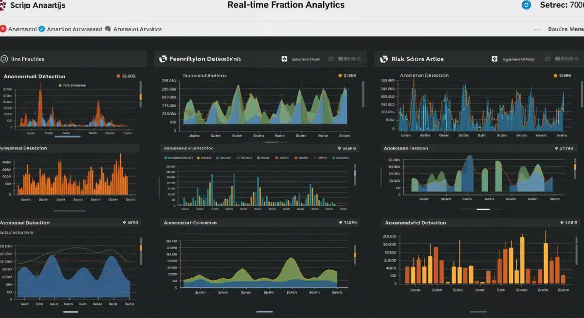 Real-time AI fraud detection dashboard showing analytics and risk assessments.