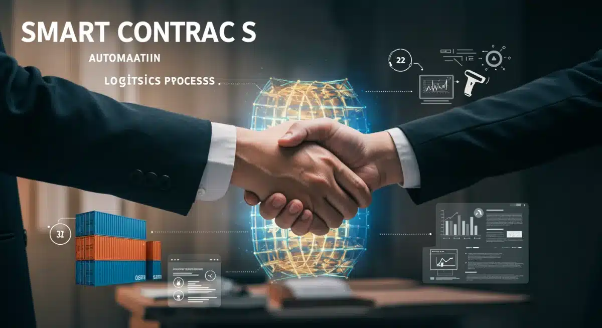 Smart contracts automating logistics processes with secure digital agreements.
