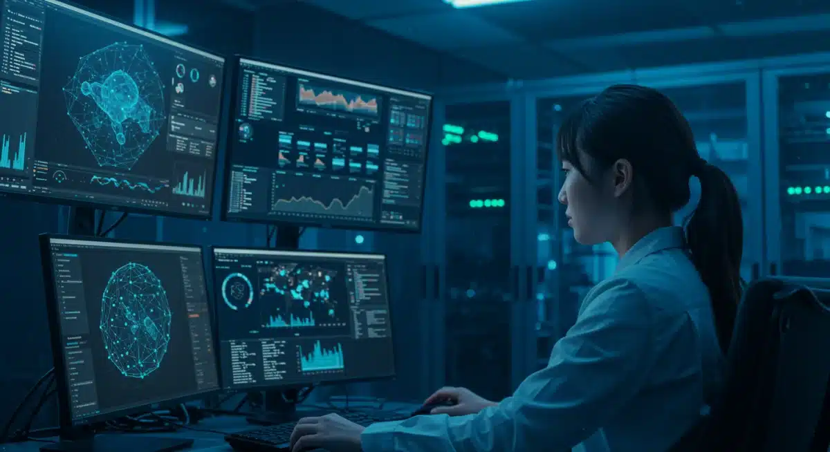 Cybersecurity analyst monitoring metaverse threat intelligence in a SOC