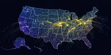 US Infrastructure Bill: Broadband Access by 2026 Updates Digital network map of the US illustrating broadband expansion