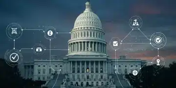 Roadmap for US AI regulatory compliance in 2026 with legal symbols