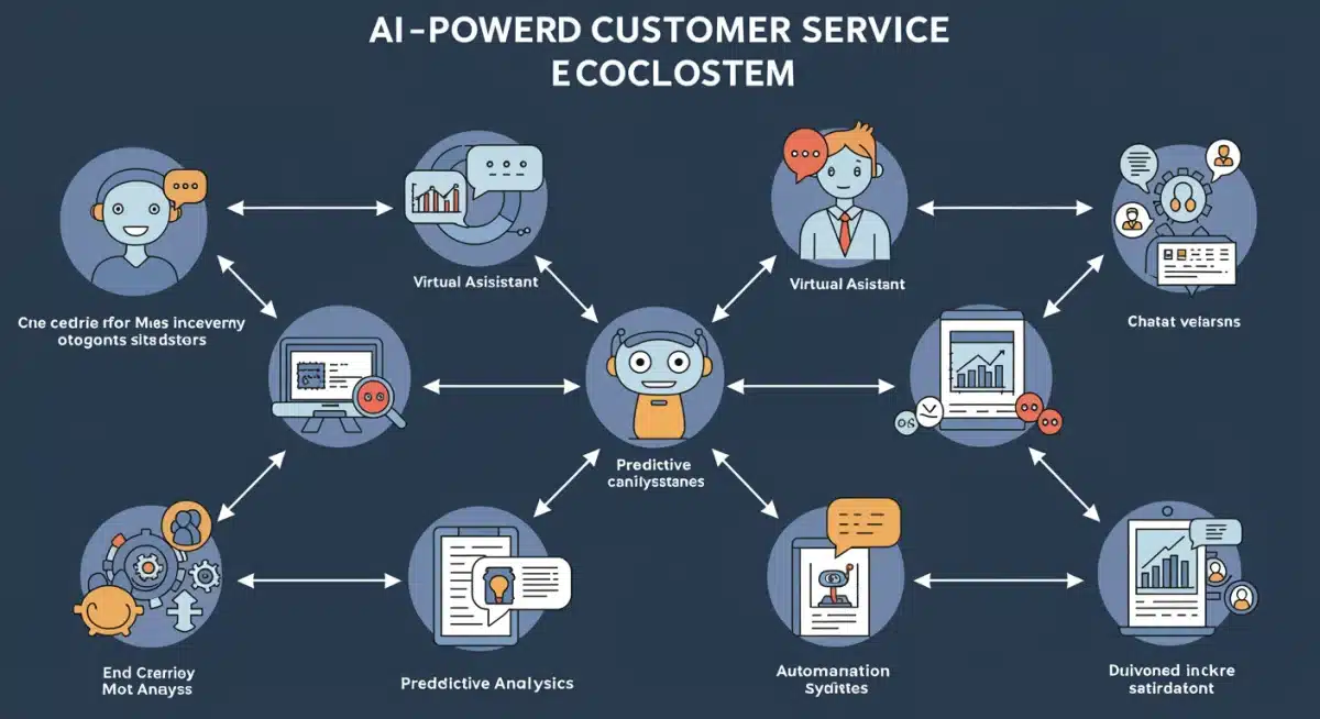Infographic showing an AI-powered customer service ecosystem components