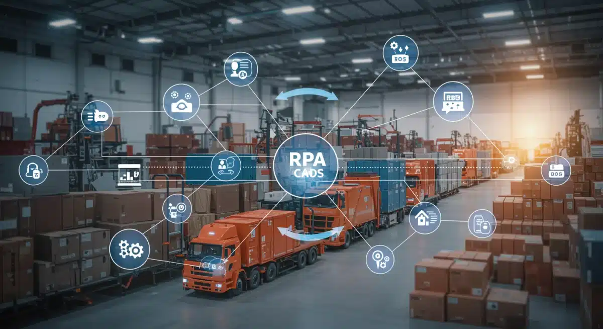 Robotic process automation optimizing a complex supply chain for enhanced efficiency and cost savings.