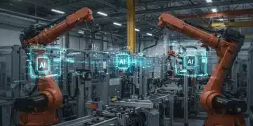 Futuristic U.S. manufacturing plant leveraging Edge AI for enhanced efficiency